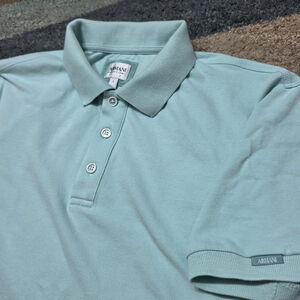 Armani Collezioni Polo Shirt Mens L Blue Short Sleeve Designer